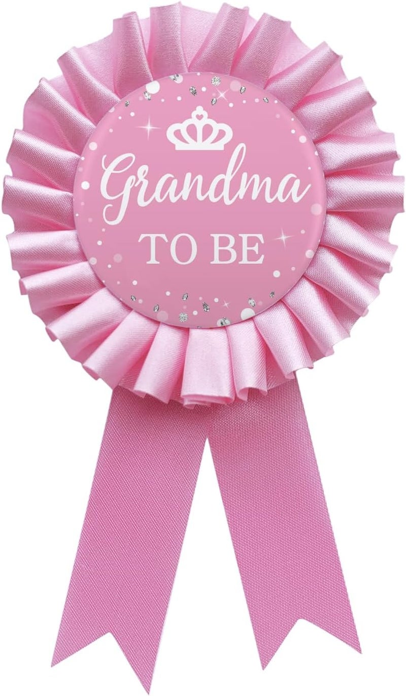 WOWOPA Grandma to Be Pin, Gender Reveals Baby Shower Tinplate Badge Pink Corsage Button Pin, New Grandma Party Gift Decorations Sign - 1Pcs - Image 1